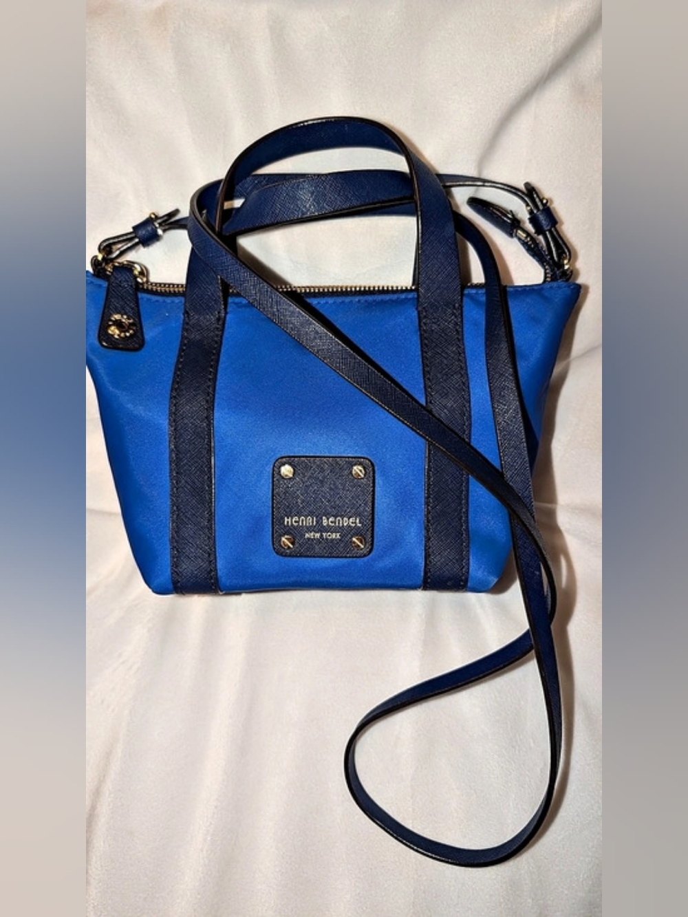 Henri Bendel Jetsetter Nylon Mini Tote Crossbody Blue Shoulder Bag